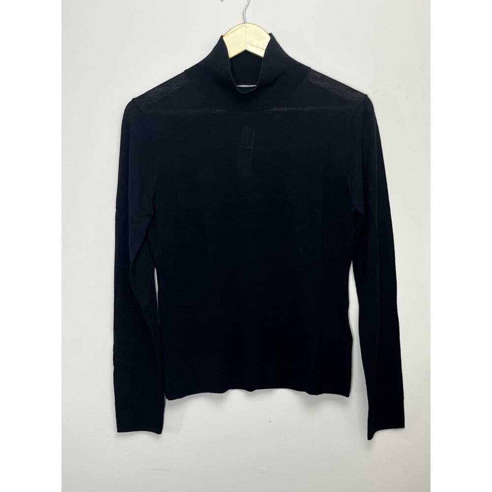 J Crew Carolyn Turtleneck Sweater Merino Wool Medium Black Lightweight Capsule